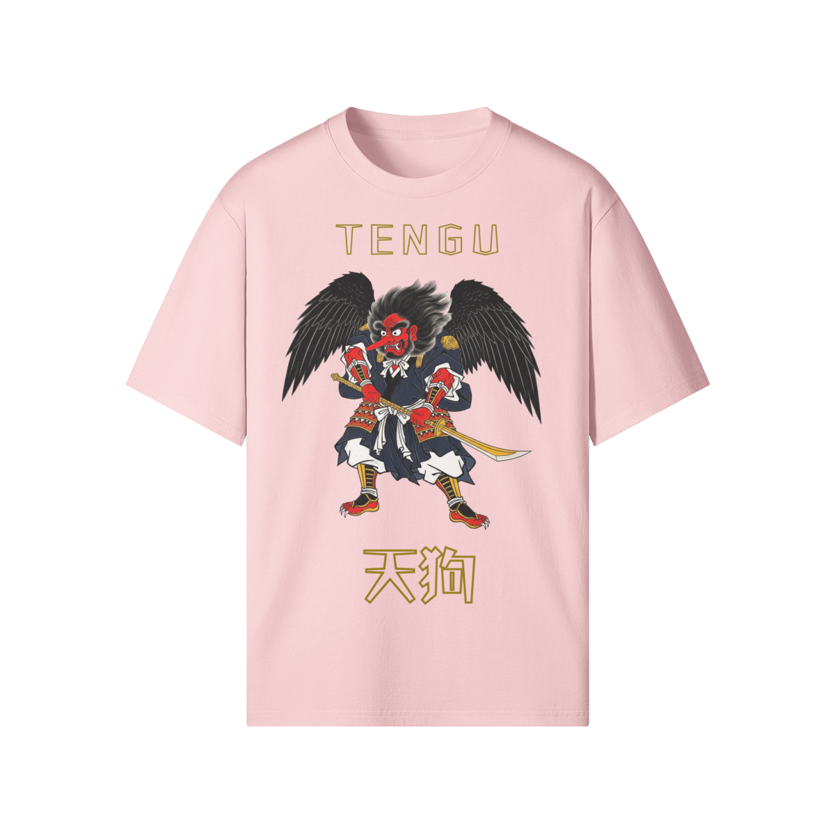 Tengu Warrior T-Shirt Japanese Mythology Pink | Tengura Store
