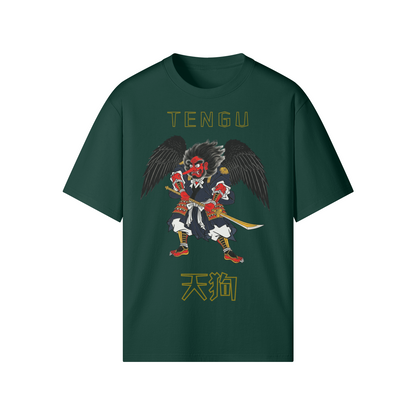 Tengu Warrior T-Shirt Japanese Mythology Dark Green | Tengura Store