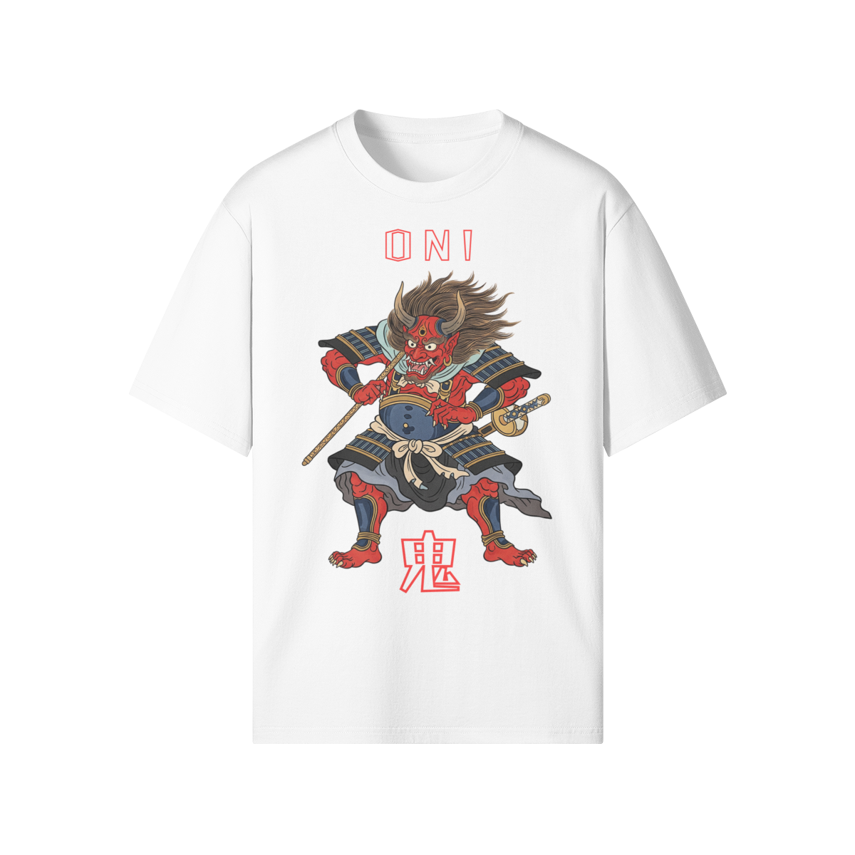 Oni Demon Japanese T-Shirt White | Tengura Store