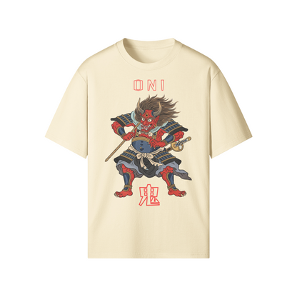 Oni Demon Japanese T-Shirt Beige | Tengura Store
