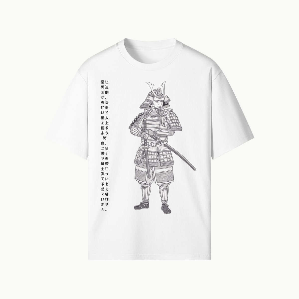 T-Shirt Japonês Samurai Código Bushido Branco | Tengura Store