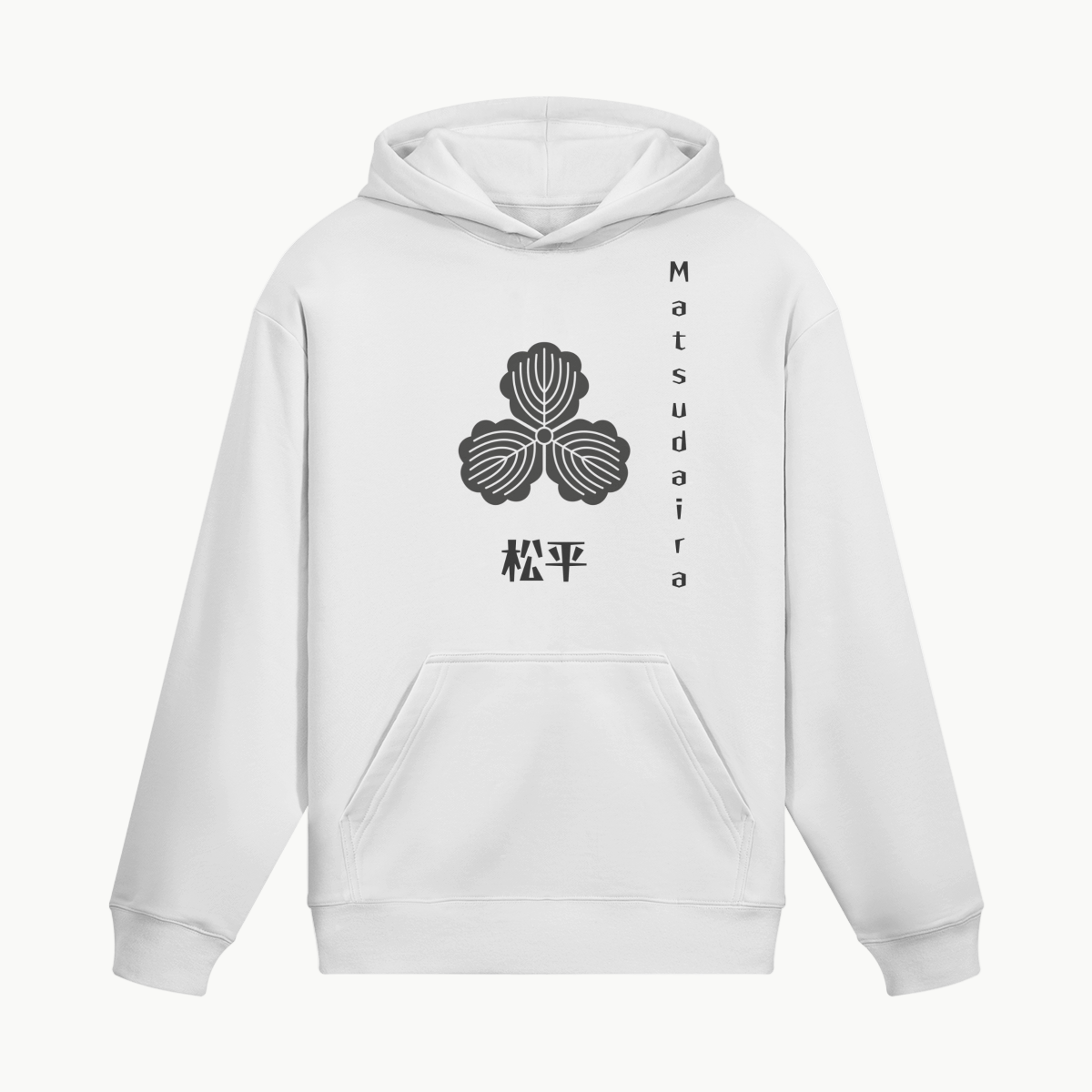 Camisola com Capuz Matsudaira Clan Emblema Samurai Branco | Tengura Store