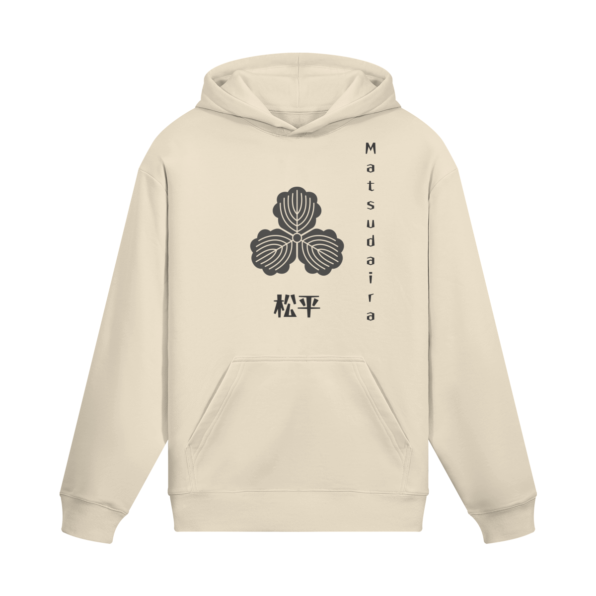 Matsudaira Clan Hoodie Samurai Crest Emblem Beige | Tengura Store