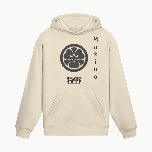 Makino Clan Hoodie Samurai Crest Emblem Beige | Tengura Store