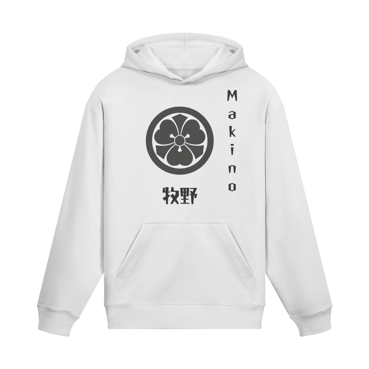 Camisola com Capuz Makino Clan Emblema Samurai Crest Branco | Tengura Store