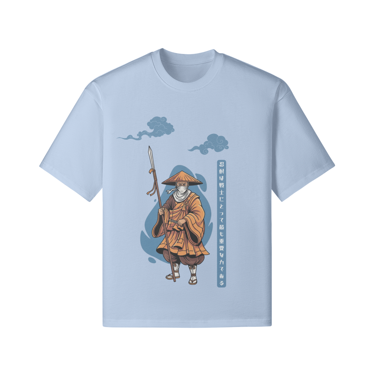 Ronin Warrior Japanese T-Shirt Ukiyo-e Style Light Blue | Tengura Store