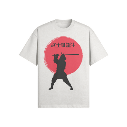 Samurai Warrior T-Shirt Red Sun Silhouette Heather Gray | Tengura Store