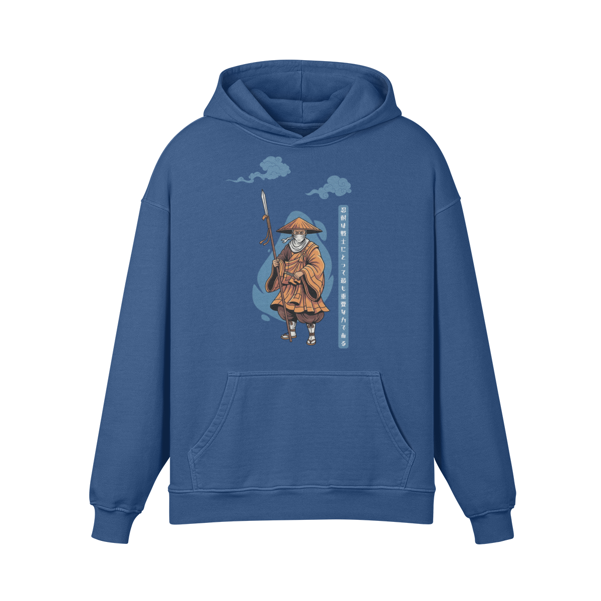 Wandering Monk Hoodie Traditional Ukiyo-e Style Kashmir Blue | Tengura Store