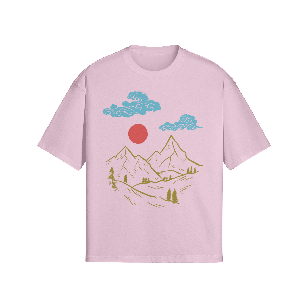 Mountain Landscape T-Shirt Japanese Nature Art Pink | Tengura Store
