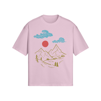 Mountain Landscape T-Shirt Japanese Nature Art Pink | Tengura Store