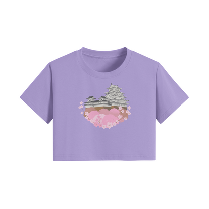 Sakura Crop Top Cherry Blossom Japan Print Lavender | Tengura Store