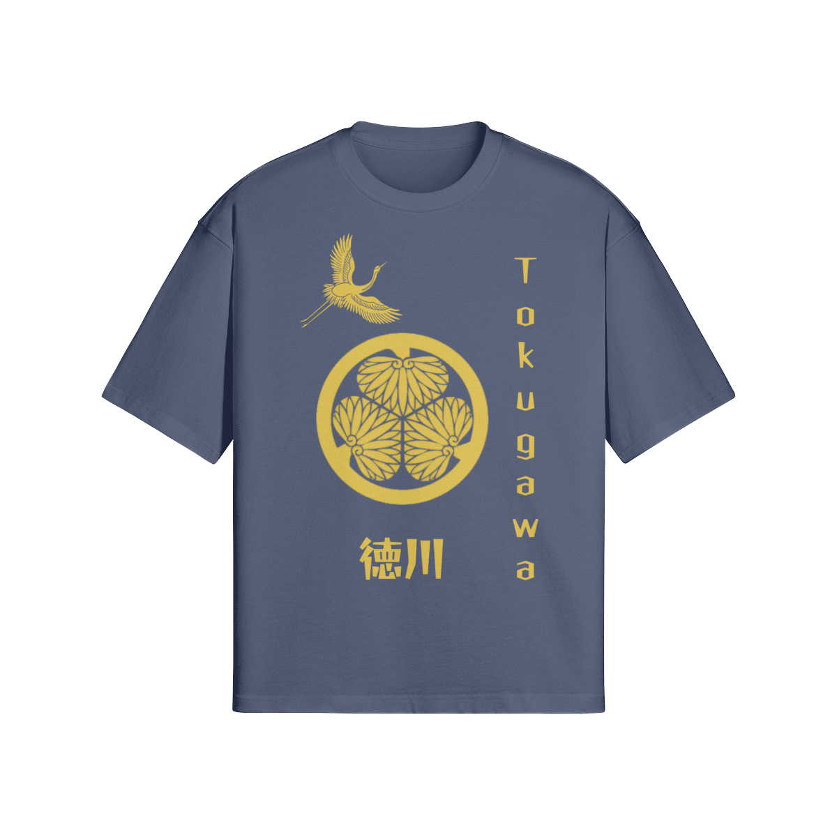 Tokugawa Clan Japanese T-Shirt Golden Crest Blue | Tengura Store