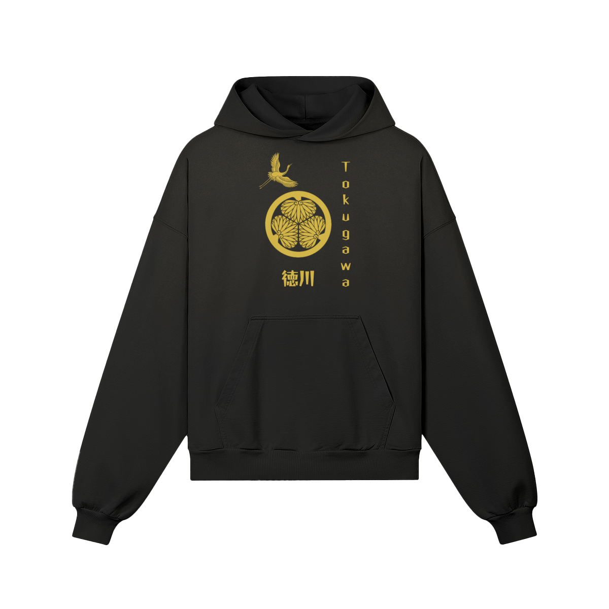 Tokugawa Clan Japanese Hoodie Golden Crest Black | Tengura Store