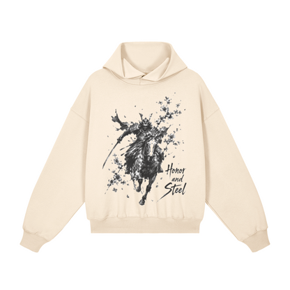 Japanese Samurai Hoodie Honor and Steel Rice Apricot | Tengura Store