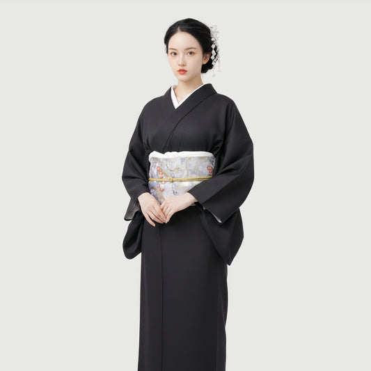 Kimono tradizionale giapponese nero da donna